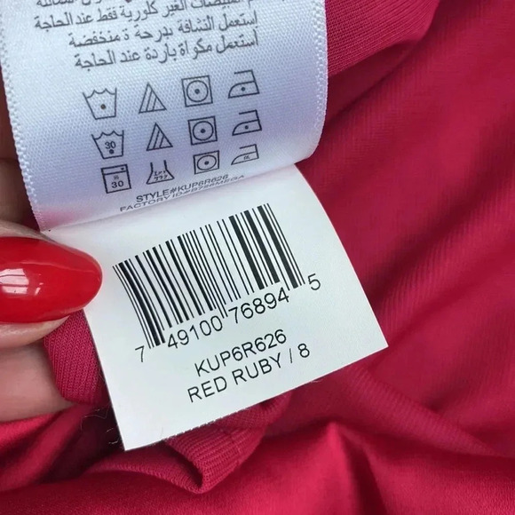 BCBGeneration Red Ruby One Shoulder Silky Ruffle Mini Formal Dress Size 8 - Picture 13 of 16